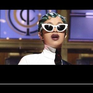 White new cat eye glasses last pair left